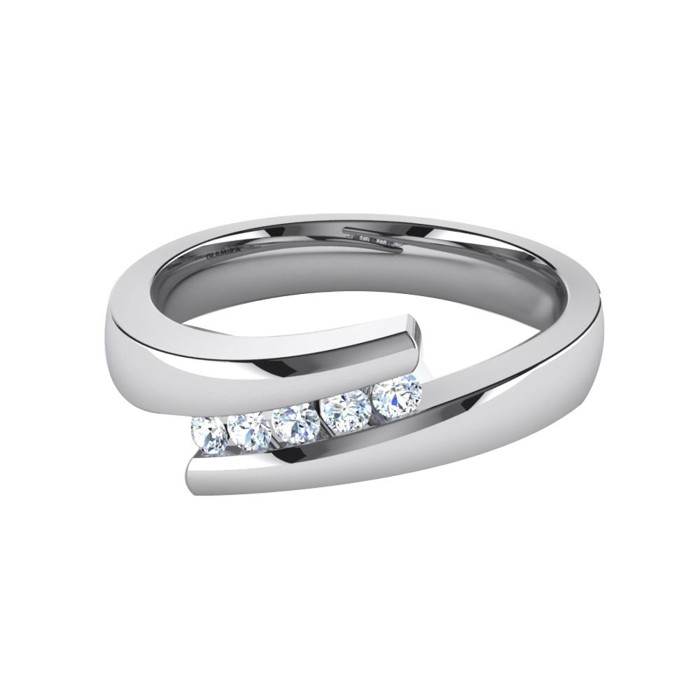 5 Stone Diamond Wedding Ring for Women in 10 Kt Solid White Gold Ring For Women